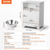 Vevor 313660 Годівниця 2 в 1 Шафа для зберігання & Кормушка, миска для годування 60х35х80 см