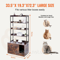 Vevor 313666 Тумба для котів Туалет для котів Будиночок для котів 4-ярусна полиця 850х490х1836мм 68кг