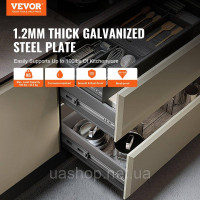 Vevor 313272 Напрямні для шухляд 10 пар шарикопідшипникових напрямних 558,8 мм Безшумне плавне закриття 45,4 кг Бічне кріплення Vevor 313272 Напрямні для шухляд 10 пар шарикопідшипникових напрямних 558,8 мм Безшумне плавне закриття 45,4 кг Бічне кріплення