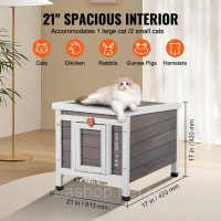 Vevor 313694 Котячий будиночок Котяча печера Котяча хатинка Дерев'яна зовнішня зимостійка 513x420x420 мм