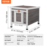 Vevor 313694 Котячий будиночок Котяча печера Котяча хатинка Дерев'яна зовнішня зимостійка 513x420x420 мм