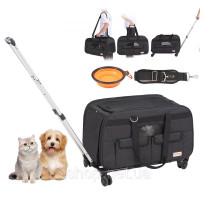 Vevor 313716 Dog Trolley Складний рюкзак для собак макс. 15,8 кг Вантажопідйомність 600D Оксфордська тканина Візок для собак з 4