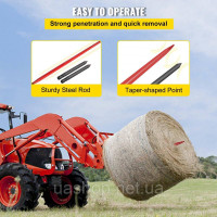 Vevor 313760 49 Спис для тюків сіна, вантажопідйомність 3000 фунтів, ширина 1 3/4, з гайкою та втулкою