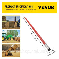 Vevor 313768 Спис для тюків сіна 49, вантажопідйомність 4500 фунтів, ширина 1 3/4, з гайкою та втулкою Vevor 313768 Спис для тюків сіна 49, вантажопідйомність 4500 фунтів, ширина 1 3/4, з гайкою та втулкою
