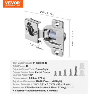 Vevor 313284 Петлі дверні 40 шт. Петлі меблеві, демпферна петля 71х57х18мм Vevor 313284 Петлі дверні 40 шт. Петлі меблеві, демпферна петля 71х57х18мм