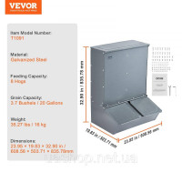 Vevor 313793 дозатор корму годівниця годівниця годівниця для свиней 608x503x835мм Vevor 313793 дозатор корму годівниця годівниця годівниця для свиней 608x503x835мм