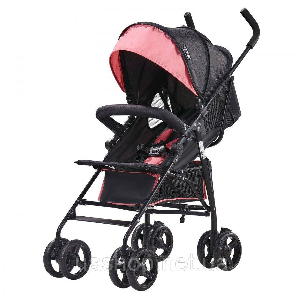Vevor 313288 коляска дитяча баггі travel buggy регульована спинка чорний/рожевий