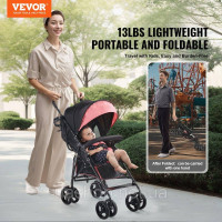 Vevor 313288 коляска дитяча баггі travel buggy регульована спинка чорний/рожевий Vevor 313288 коляска дитяча баггі travel buggy регульована спинка чорний/рожевий