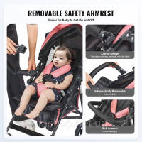 Vevor 313288 коляска дитяча баггі travel buggy регульована спинка чорний/рожевий Vevor 313288 коляска дитяча баггі travel buggy регульована спинка чорний/рожевий