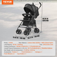 Vevor 313289 коляска дитяча баггі баггі тревел багі регульована спинка чорна Vevor 313289 коляска дитяча баггі баггі тревел багі регульована спинка чорна