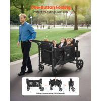 Vevor 313293 Коляска Wagon для 4 дітей Push Pull Складана коляска 330LBS Навантаження Vevor 313293 Коляска Wagon для 4 дітей Push Pull Складана коляска 330LBS Навантаження