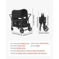 Vevor 313293 Коляска Wagon для 4 дітей Push Pull Складана коляска 330LBS Навантаження Vevor 313293 Коляска Wagon для 4 дітей Push Pull Складана коляска 330LBS Навантаження