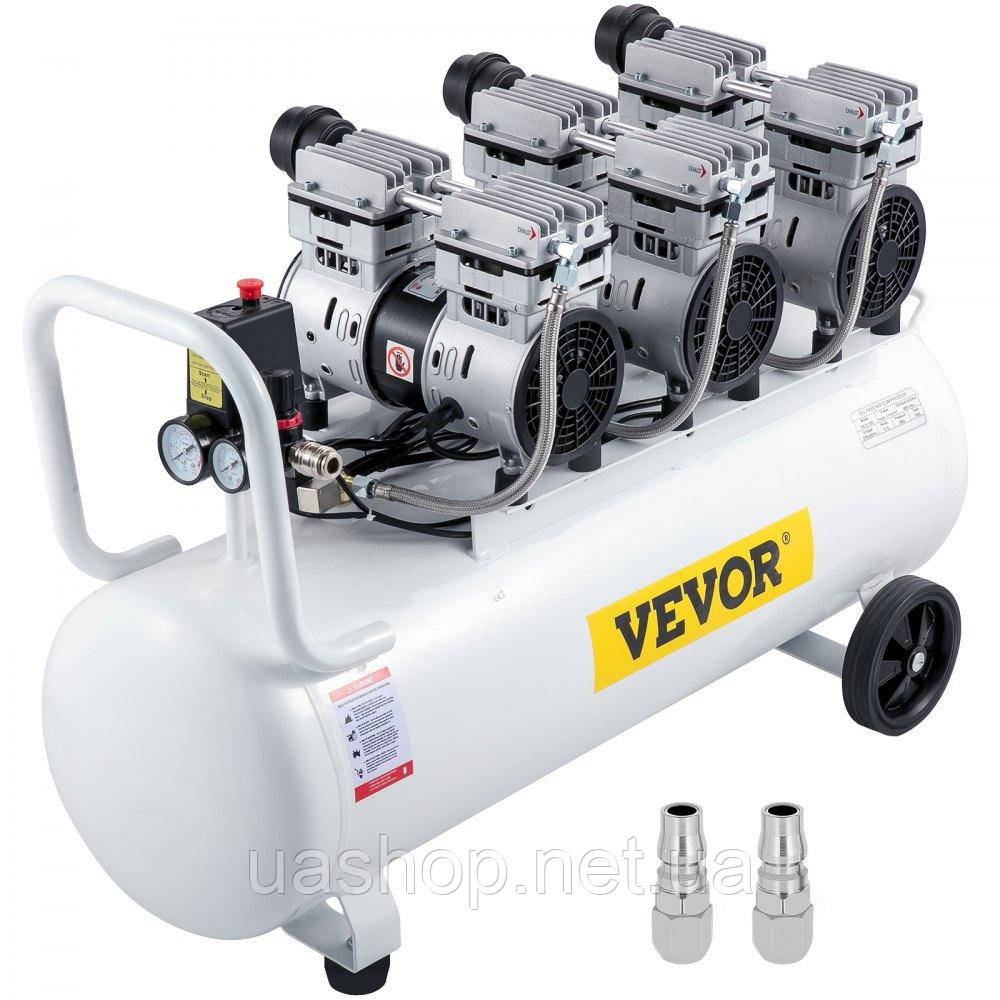Vevor 313852 Безмасляний повітряний компресор Whisper Compressor 100 л, тихий, з 2 манометрами, для ремонту дому, очищення теплих