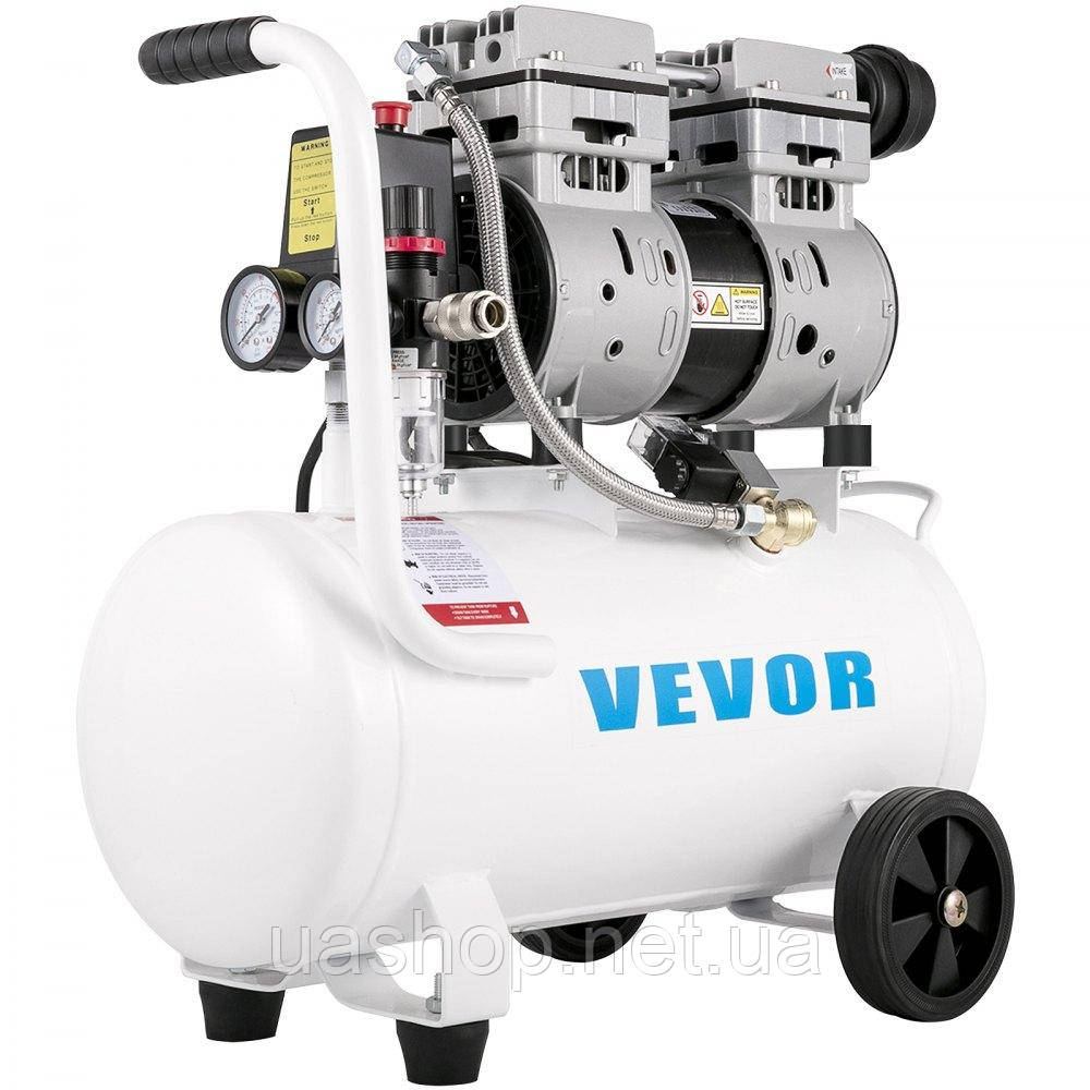 Vevor 313854 Компресор Whisper 25 л, безшумний безмасляний компресор 750 Вт, безмасляний повітряний компресор 60 дБ, компресор