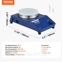 Vevor 313384 Магнітна мішалка, пластинчаста мішалка 0-1500 об/хв з регульованою ручкою швидкості, набір пластинчастих мішалок на Vevor 313384 Магнітна мішалка, пластинчаста мішалка 0-1500 об/хв з регульованою ручкою швидкості, набір пластинчастих мішалок на
