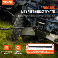 Vevor 313877 Синтетичний трос для лебідки, 12,7 мм x 28,04 м, 14,51 т, синтетичний трос для лебідки із захисним чохлом + кований Vevor 313877 Синтетичний трос для лебідки, 12,7 мм x 28,04 м, 14,51 т, синтетичний трос для лебідки із захисним чохлом + кований