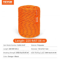 Vevor 313883 Мотузка для лазіння по деревах Arborist з подвійним плетенням з поліестеру 1,27 см x 67 м Vevor 313883 Мотузка для лазіння по деревах Arborist з подвійним плетенням з поліестеру 1,27 см x 67 м