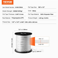 Vevor 313922 Поліефірна стяжна стрічка, 160,9 м х 1,3 см, тягове зусилля 567 кгс, з друкованою стрічкою для перетягування кабелів Vevor 313922 Поліефірна стяжна стрічка, 160,9 м х 1,3 см, тягове зусилля 567 кгс, з друкованою стрічкою для перетягування кабелів