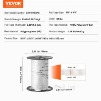 Vevor 313923 Поліефірна стяжна стрічка, 33 м х 1,6 см, тягове зусилля 998 кгс, з друкованою стрічкою для перетягування кабелів для Vevor 313923 Поліефірна стяжна стрічка, 33 м х 1,6 см, тягове зусилля 998 кгс, з друкованою стрічкою для перетягування кабелів для