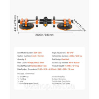 Vevor 313929 З'єднувач швів Seam Setter Stone Setter, 152 мм, присоска, регульований кут 90-270°