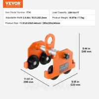 Vevor 313940 Візок Push Beam Trolley Ручний візок 2200 фунтів/1 тонна навантаження 2,5