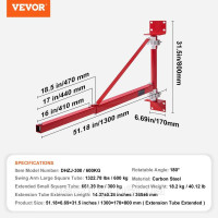 Vevor 313982 Електрична таль несуча стріла вантажопідйомність 600 кг Поворотний кронштейн талеутримувача зі штоком Сталева рама Vevor 313982 Електрична таль несуча стріла вантажопідйомність 600 кг Поворотний кронштейн талеутримувача зі штоком Сталева рама