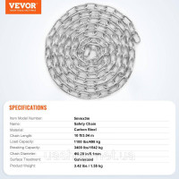 Vevor 313991 Ланцюг Proof Coil, 3/16