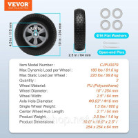 Vevor 314423 Безкамерна шина Solid PU Run-Flat, 10-дюймова, 2 шт., 180 фунтів Vevor 314423 Безкамерна шина Solid PU Run-Flat, 10-дюймова, 2 шт., 180 фунтів