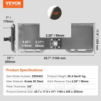 Vevor 314054 3/8-дюймова монтажна пластина міні-навантажувача швидкого кріплення приймача 6 см Vevor 314054 3/8-дюймова монтажна пластина міні-навантажувача швидкого кріплення приймача 6 см