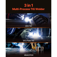 Vevor 314477 TIG Welder 3-in-1 Electric Welder Pulse MMA Stick IGBT Inverter Vevor 314477 TIG Welder 3-in-1 Electric Welder Pulse MMA Stick IGBT Inverter