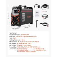 Vevor 314477 TIG Welder 3-in-1 Electric Welder Pulse MMA Stick IGBT Inverter Vevor 314477 TIG Welder 3-in-1 Electric Welder Pulse MMA Stick IGBT Inverter