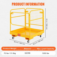 Vevor 314100 Робоча платформа 92x92см Робочий кошик з безпечного кошика Q235B Max. Вантажопідйомність до 544 кг Платформа для Vevor 314100 Робоча платформа 92x92см Робочий кошик з безпечного кошика Q235B Max. Вантажопідйомність до 544 кг Платформа для