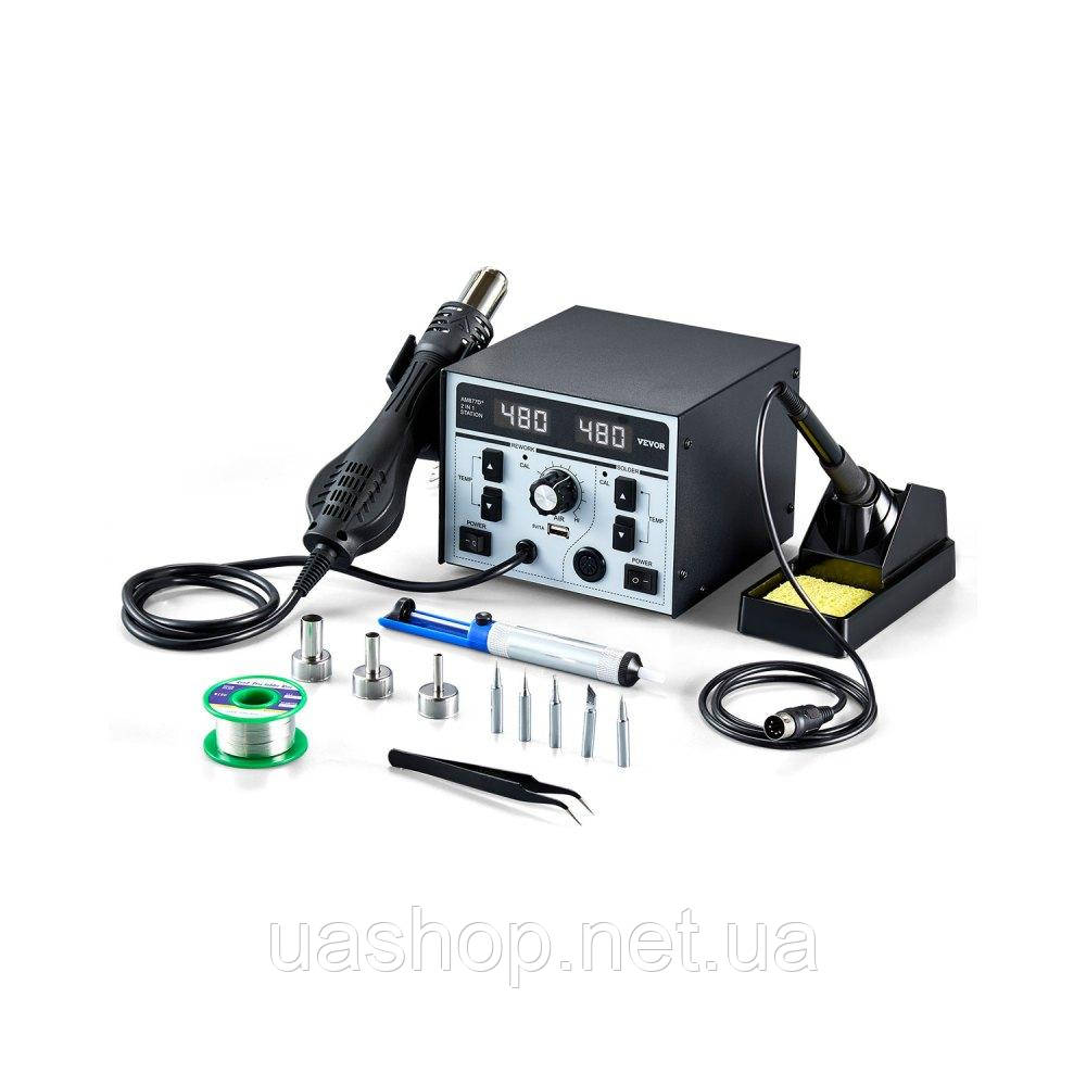 Vevor 314505 Термоповітряна паяльна станція 2-в-1 820 Вт з портом USB для зарядки 5 В