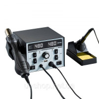Vevor 314505 Термоповітряна паяльна станція 2-в-1 820 Вт з портом USB для зарядки 5 В Vevor 314505 Термоповітряна паяльна станція 2-в-1 820 Вт з портом USB для зарядки 5 В