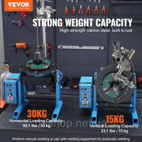Vevor 314558 Зварювальний поворотний стіл 80 Вт Зварювальний позиціонер 1-12 об/хв Маніпулятор 30 кг (горизонтальний)/15 кг