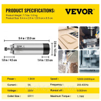 Vevor 314582 1,5 кВт шпиндельний двигун з ЧПУ шпиндельний двигун з повітряним охолодженням шпиндельний двигун 220-250 В двигун з Vevor 314582 1,5 кВт шпиндельний двигун з ЧПУ шпиндельний двигун з повітряним охолодженням шпиндельний двигун 220-250 В двигун з