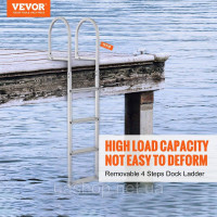 Vevor 314193 Dock Ladder 4 знімні сходинки Вантажопідйомність 227 кг Понтонна драбина для човна з алюмінієвого сплаву зі сходинкою