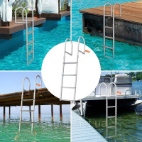 Vevor 314193 Dock Ladder 4 знімні сходинки Вантажопідйомність 227 кг Понтонна драбина для човна з алюмінієвого сплаву зі сходинкою