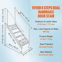 Vevor 314200 6-ступінчаста драбина для купання з двома поручнями Драбина для човна 800x1850x2092мм Драбина для басейну з Vevor 314200 6-ступінчаста драбина для купання з двома поручнями Драбина для човна 800x1850x2092мм Драбина для басейну з