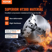 Vevor 314618 Токарний патрон K11-250 250мм трикулачковий патрон HT300 матеріал 3-х кулачковий патрон Діапазон затиску 6-250мм 3-х