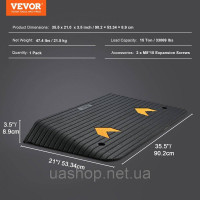 Vevor 314236 Пороговий пандус з твердої гуми для дверей, вантажопідйомність 15 т, бордюрний пандус з каналом 90,2 x 53,34 x 8,9