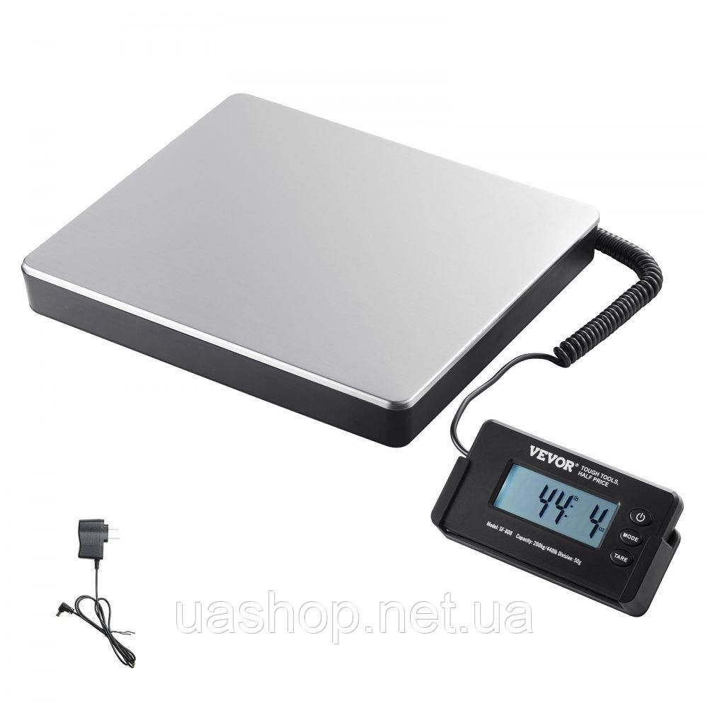 Vevor 314247 Платформні ваги 150г-200кг Посилочні ваги 50г Точність цифрових ваг кг/фунт/фунт:унція Рахункові ваги 309x262x45мм