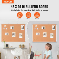 Vevor 314664 pin board memo board настінна дошка пробкова дошка pin board 120x90см алюмінієва рамка