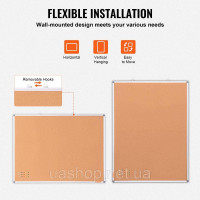 Vevor 314664 pin board memo board настінна дошка пробкова дошка pin board 120x90см алюмінієва рамка