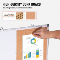Vevor 314669 60x45см настінна дошка біла дошка пробкова дошка pin board memo board комбінована дошка