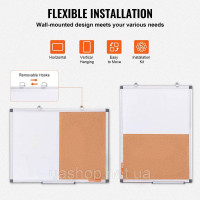 Vevor 314669 60x45см настінна дошка біла дошка пробкова дошка pin board memo board комбінована дошка