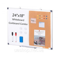 Vevor 314669 60x45см настінна дошка біла дошка пробкова дошка pin board memo board комбінована дошка