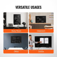 Vevor 314677 Магнітна скляна дошка, Дошка для сухого стирання 90 x 60 см, Настінна велика біла скляна дошка без рамки, з лотком