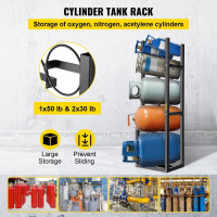 Vevor 314260 Стійка для пляшок 1 x 22,68 кг & 2 x 13,61 кг, Стійка для пляшок з міцного сталевого матеріалу Стійка до корозії та