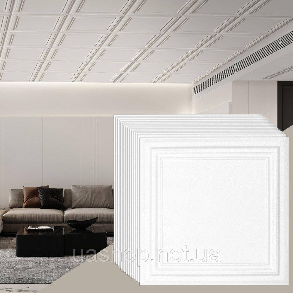 Vevor 315638 набір 96 стельових панелей стельова плитка пінополістирол 503х503мм білий